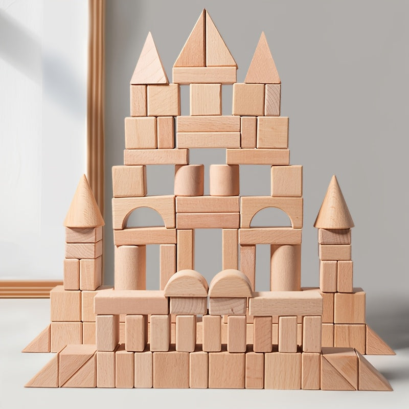 Wooden Building Blocks Various Shapes for Educational Play