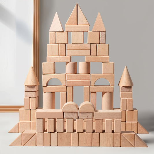 Wooden Building Blocks Various Shapes for Educational Play