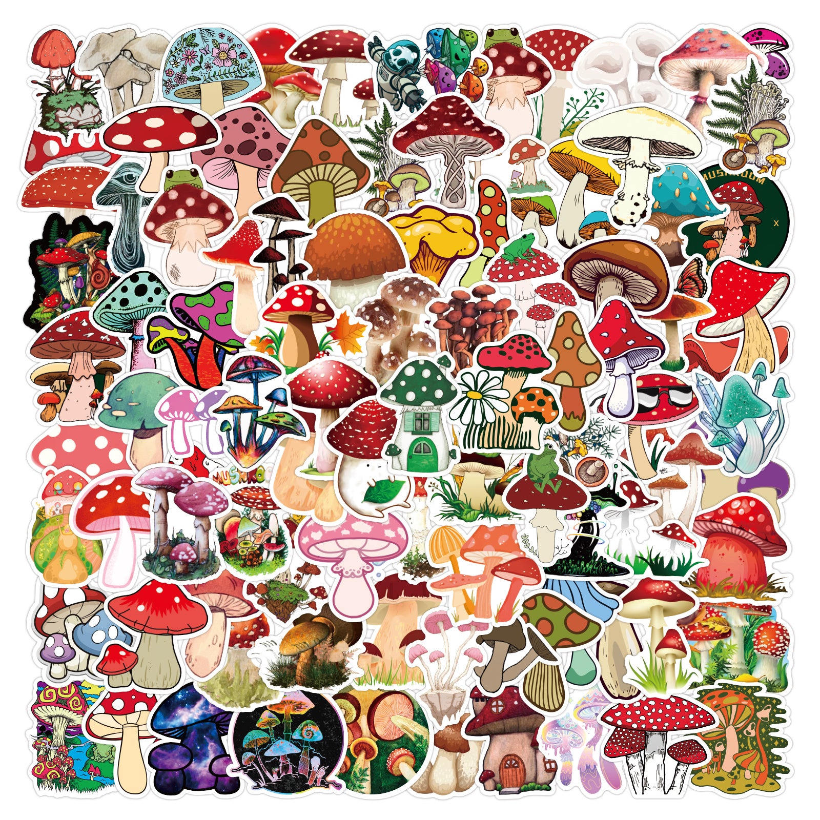 Mushroom Waterproof Stickers for Laptop Water Bottles Bumper
