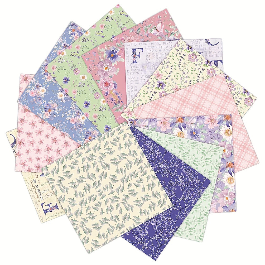 12pcs Floral Geometric Scrapbooking Paper DIY Background Craft M