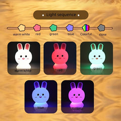 Night Light Rabbit Silicone Material Pat Remote Control Patterns