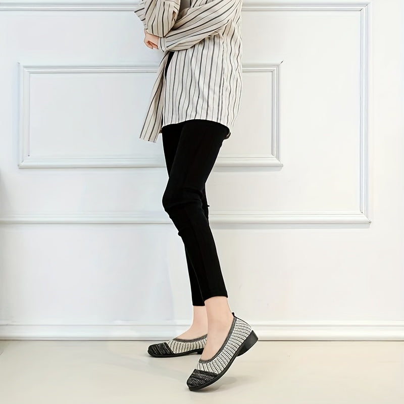 Women's Knit Flat Shoes Comfortable Slip On Casual Driving Flats