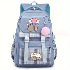 Fashionable Plaid Backpack for High School and College Students