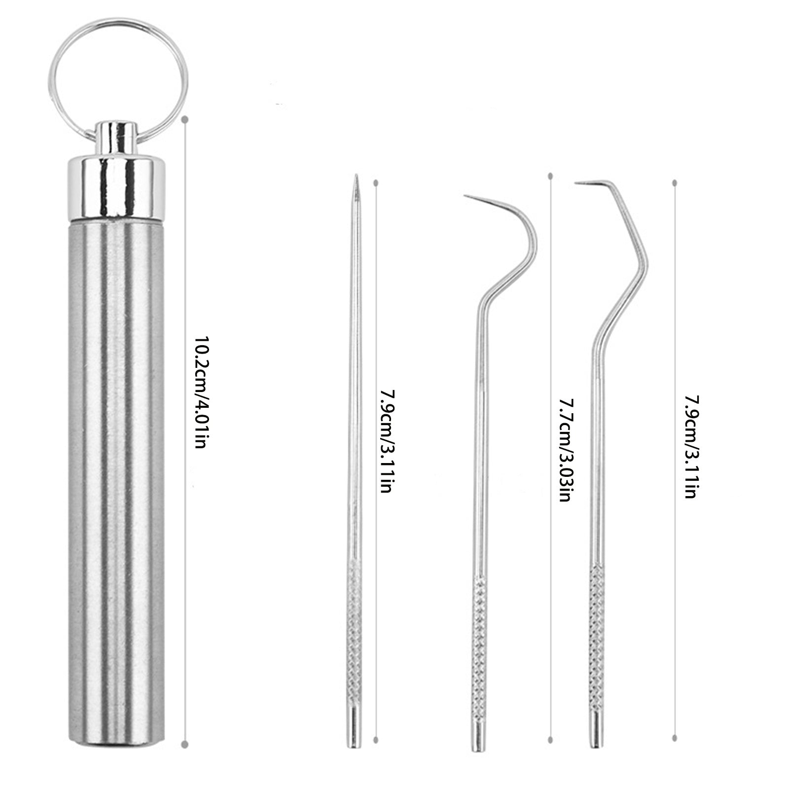 Portable Stainless Steel Toothpick Set with Stand & Bag