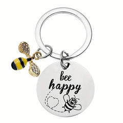 Bee Happy Keychain Inspiring Gift for Loved Ones