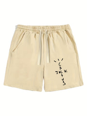 Men's Letter Print Drawstring Shorts for Summer