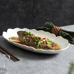 Ceramic Flower Shaped Fish Plate 25.4 cm