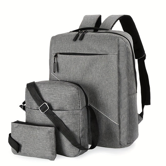 3pcs Grey Backpack Set for Men