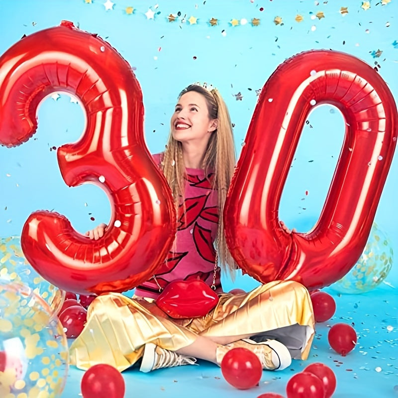 Large Red Number 0-9 Balloons for Birthday Party