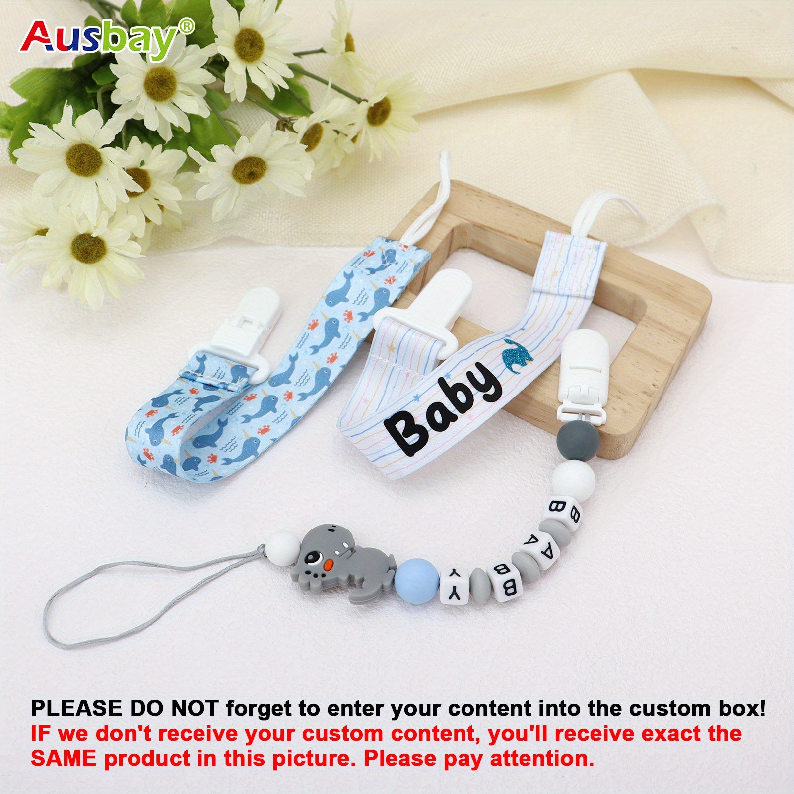 Customized Baby Dummy Clip - Personalized Baby Pacifier Leash