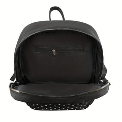 Studded Decor Backpack Quilted Schoolbag Lightweight Travel Daypack