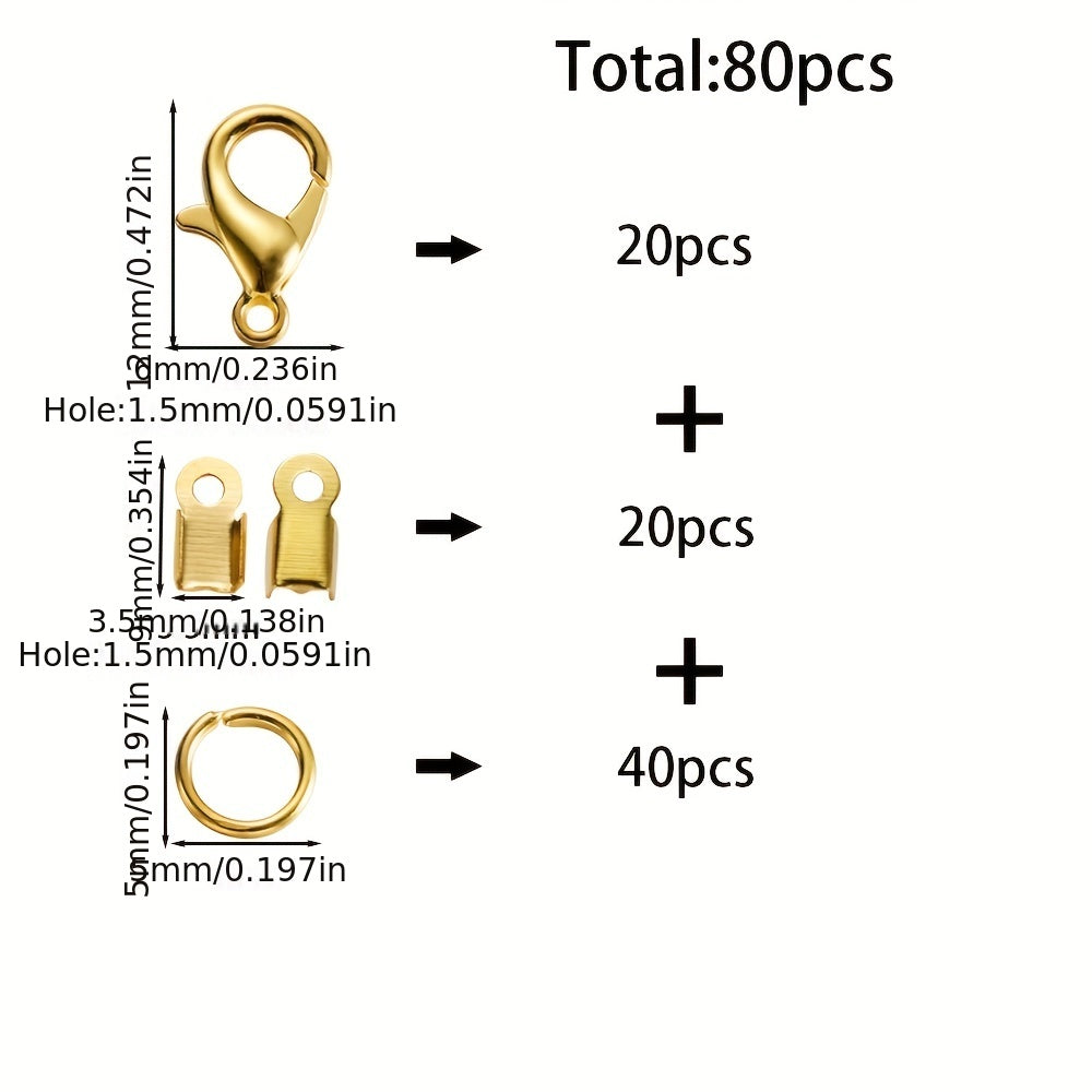 80Pcs Alloy Lobster Clasp Jump Rings Set for DIY Jewelry