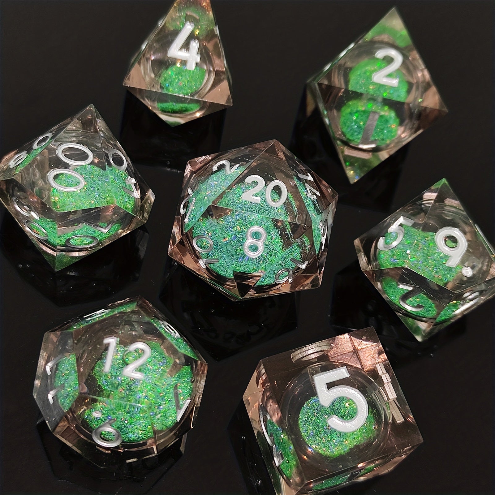 7pcs Quicksand Resin Dice Set Liquid Core Game Accessories