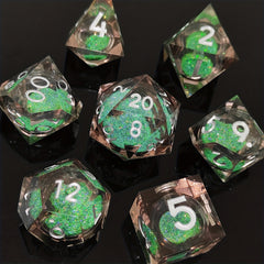7pcs Quicksand Resin Dice Set Liquid Core Game Accessories