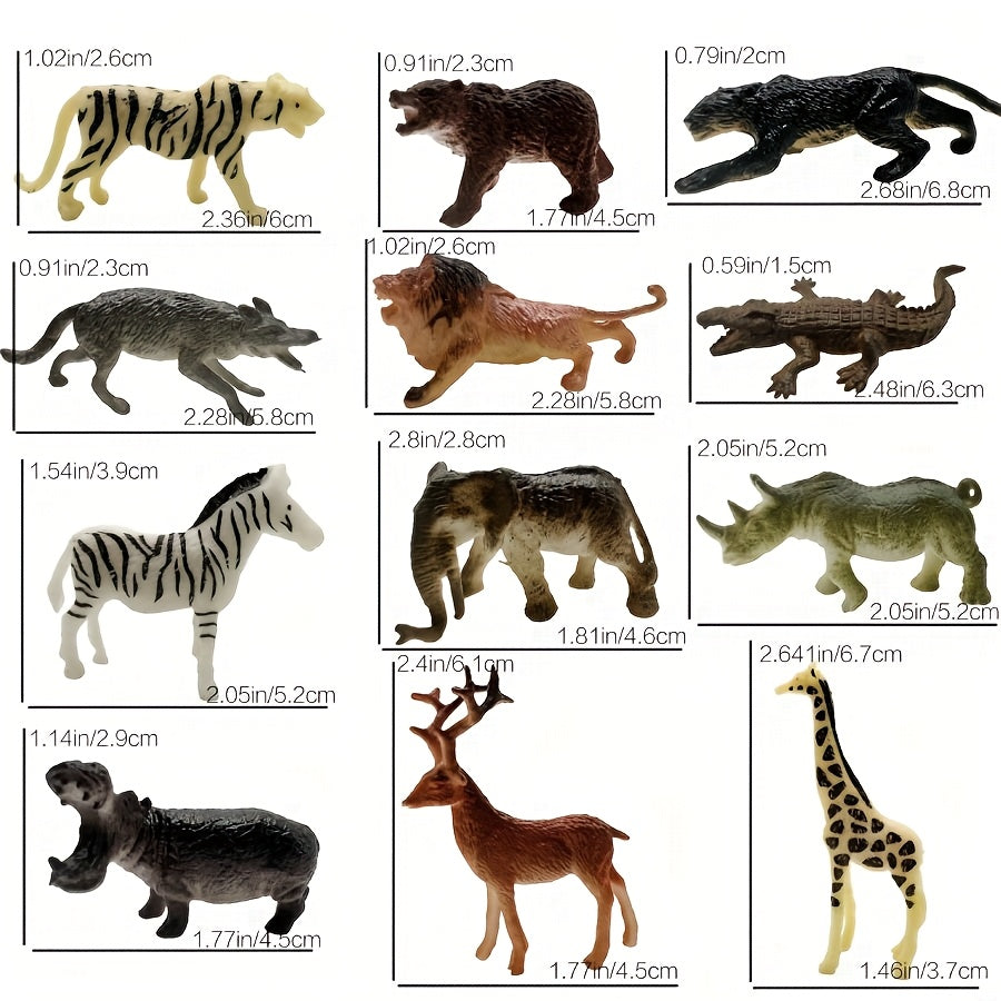 12pcs Animal Doll Model Realistic Statues for Home Decor