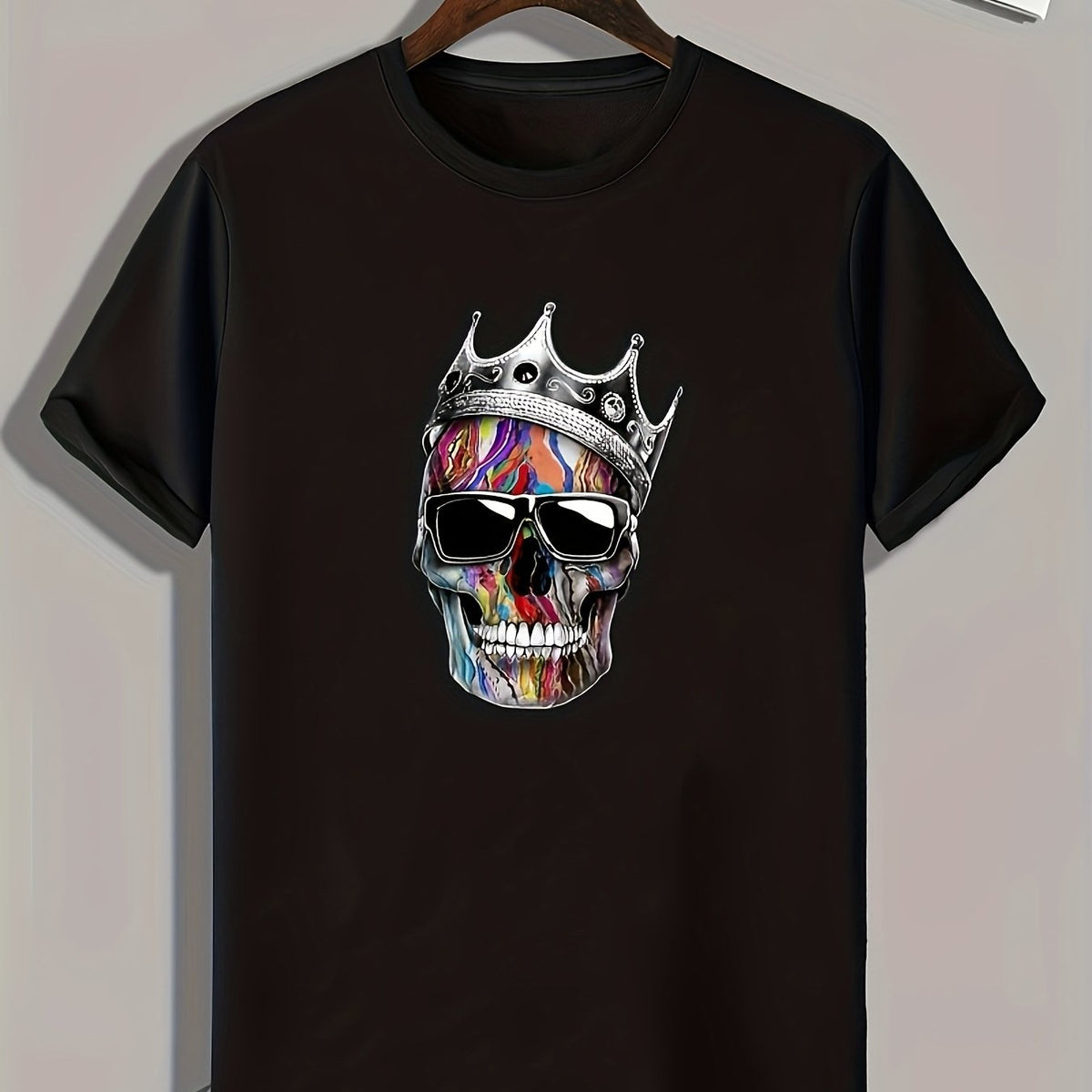 Skull Pattern Print Men's Sports T-shirt Graphic Tee Men's Summer Outdoor