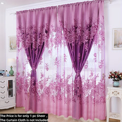 Flower Pattern Sheer Curtain for Living Room
