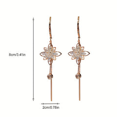 Zircon Long Drop Earrings 925 Silver Plated Party Jewelry Gift