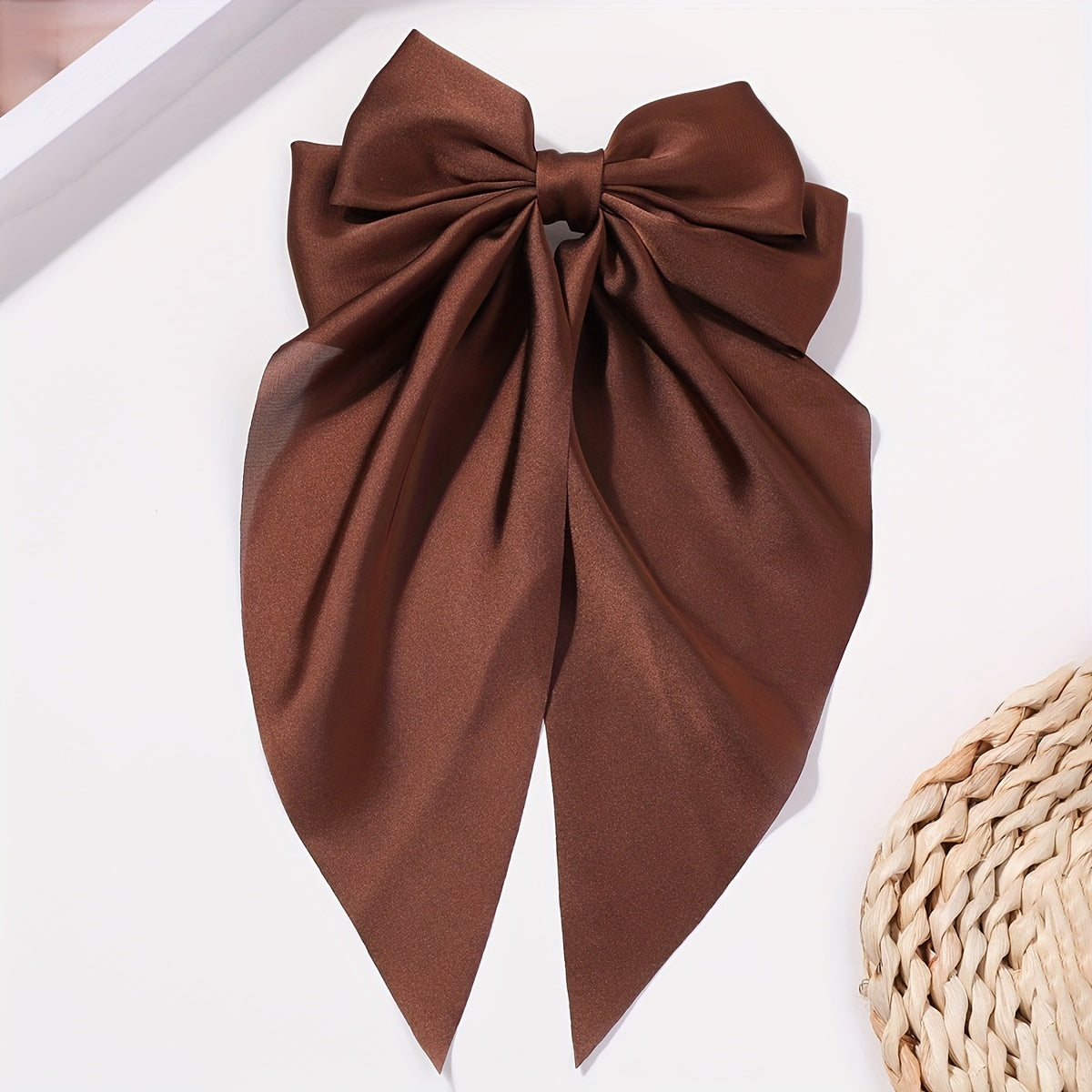 Satin Large Hair Bow Barrette Solid Hair Clip Ribbon Bow Hair Clip
