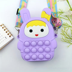 Funny Rabbit Shape Rainbow Crossbody Bag with Colorful Strap