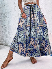 Vintage High Waist Polka Dot Pleated Maxi Skirt