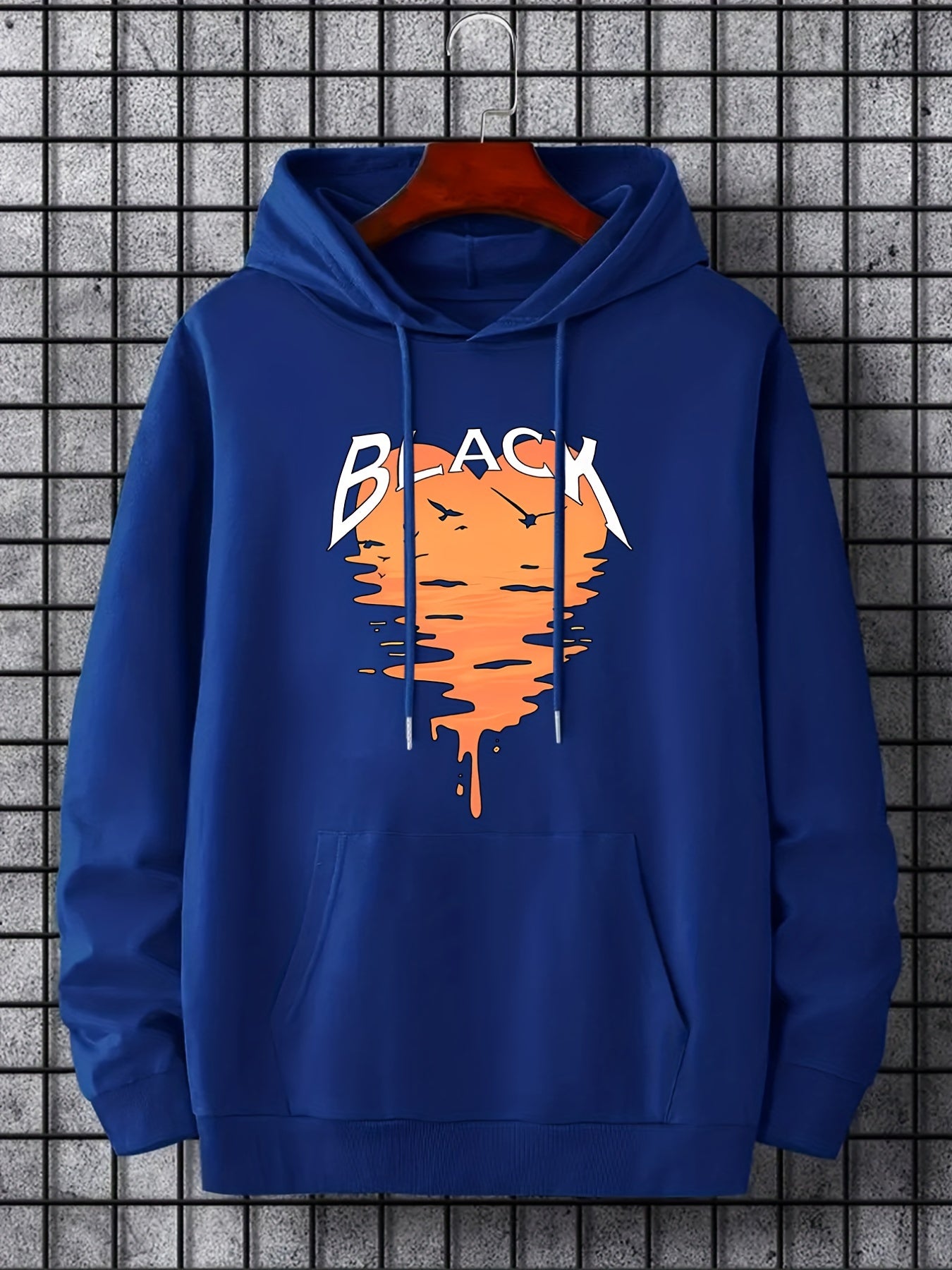 Heart Shape Print Hoodie Men's Graphic Pullover Hoodie