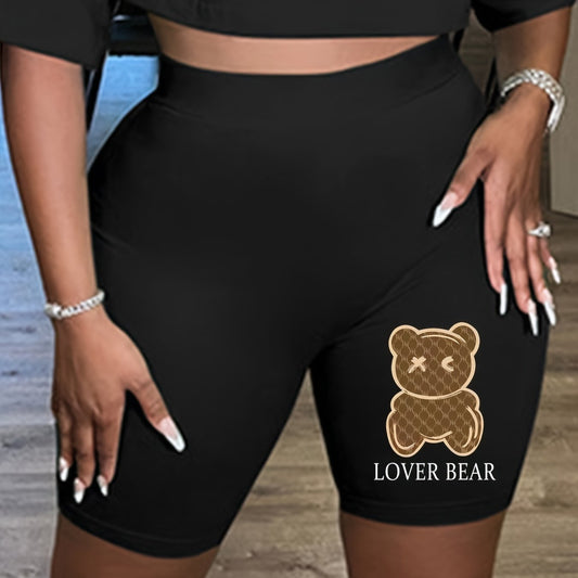  Graphic Print High Rise Biker Shorts