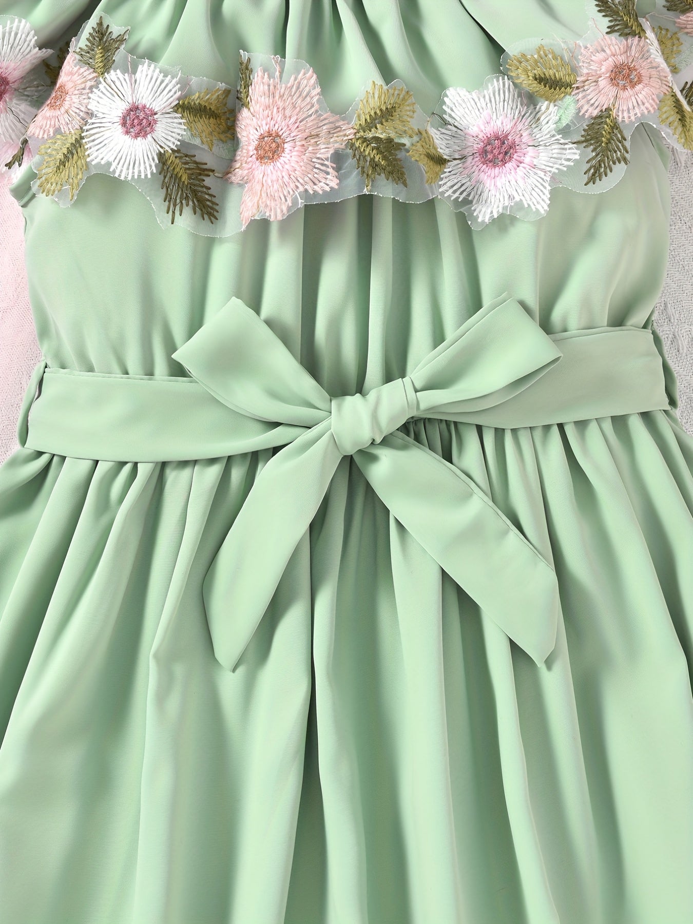Girls Ruffle Trim Off Shoulder Floral Dress For Vacation