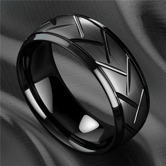 8MM High Titanium Steel Ring Men's Stainless Steel Wire Groove Tire Ring