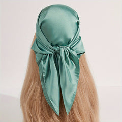 Solid Silky Bandana Satin Square Scarf Plain Headscarf Lightweight