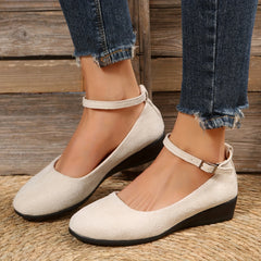 Women's Wedge Ankle Strap Shoes Soft Sole Low Heels