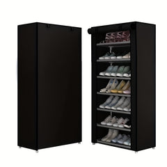 4 6 8 Layer Shoe Rack With Dustproof Curtain Standing Shoe Rack