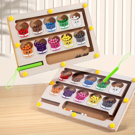 Wooden Sorting Maze Numbers Counting Puzzle Toy for Kids