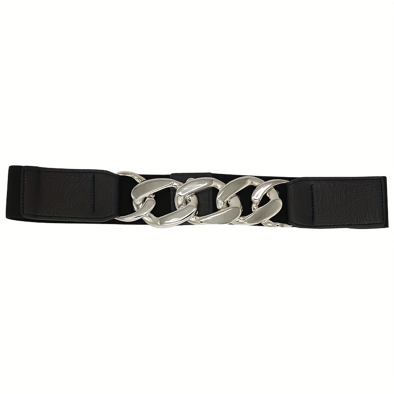 Ring Linked Wide Chain Belt Solid Waistband Vintage Girdle