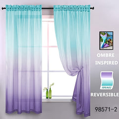 Gradient Sheer Curtains Two Tone Wear Rod Style Home Decor