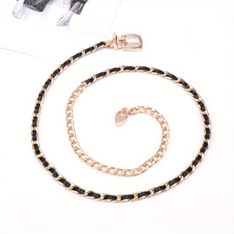 Chain Belt For Women Metal Waist Chain Faux Leather Belt