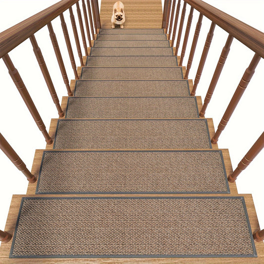 15 Non Slip Carpet Stair Treads - Rubber Backing Safety Rug - Slip Resistant