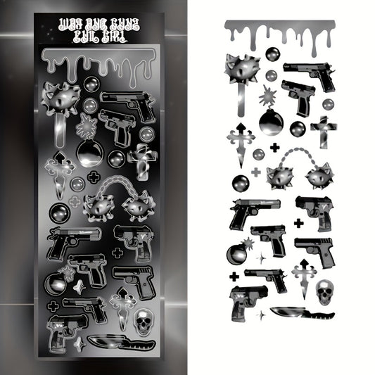 5pcs Pistol Stickers Military Style Landmine Set