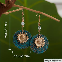 Boho Sunflower Earrings Vintage Drop Earrings Female Jewelry