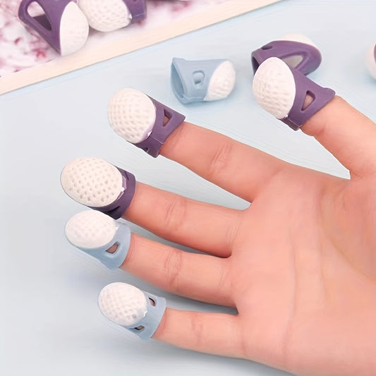 2pcs Ergonomic Sewing Thimble Finger Protector Anti Needle Rubber Finger Cover