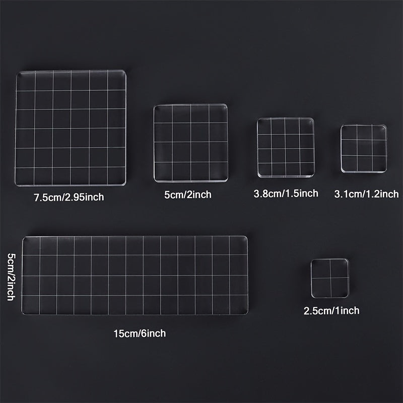 Acrylic Seal Block w/ Grid Lines Stamping Tool for Scrapbook Crafts