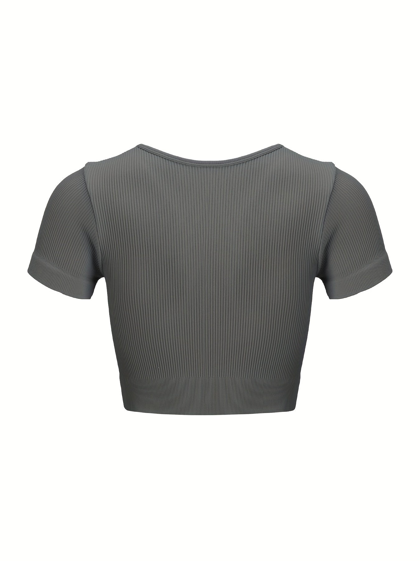 Seamless Sports Yoga Crop Tee Half Zipper Solid Activewear