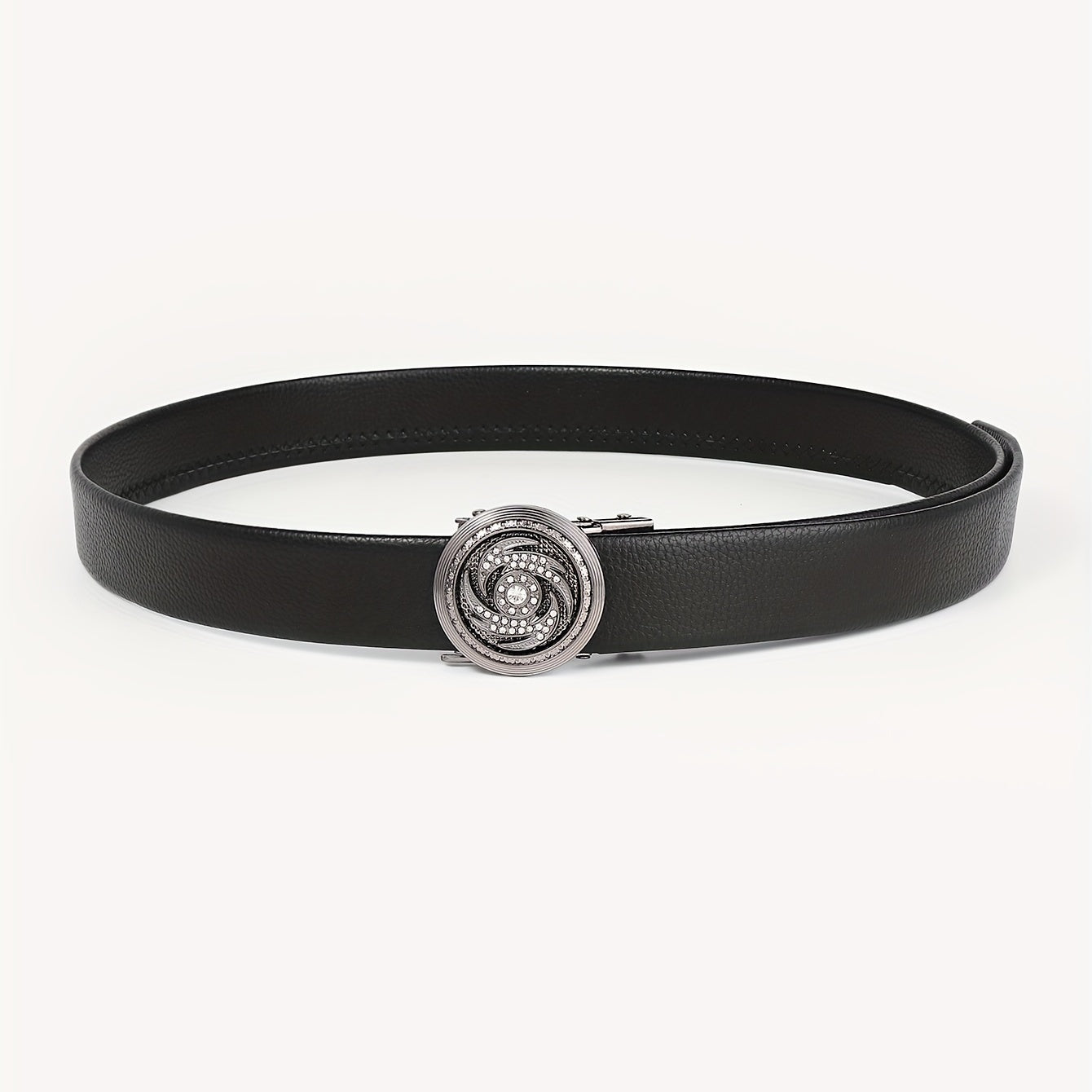 Men's Leather Belt with Rhinestone Buckle