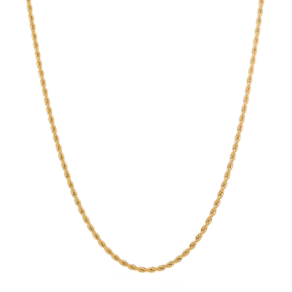 1pc Golden Silver Twist Chain Necklace Men Women Couple Necklace