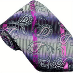 Men's Striped Floral Jacquard Necktie Business Wedding Party Gift
