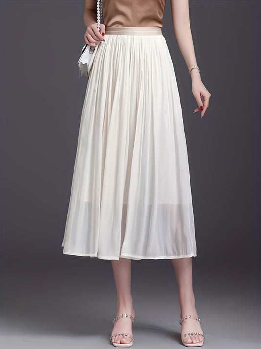 Pleated Elastic Waist Skirt for Women Spring & Summer