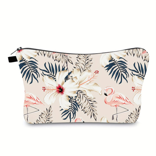 Floral Flamingo Makeup Bag Travel Cosmetic Organizer for Women Girls