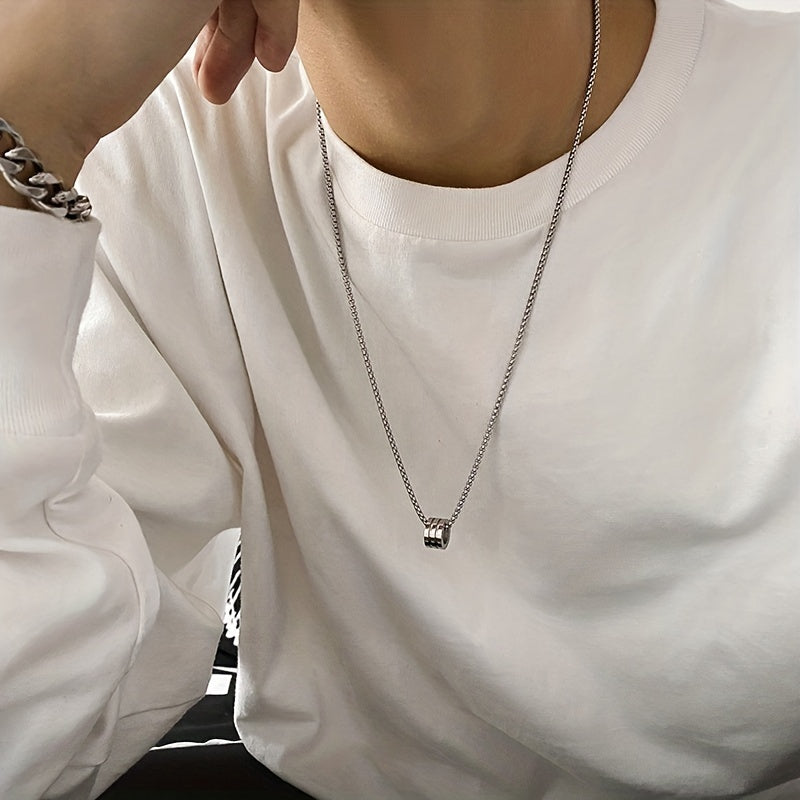 Silver Titanium Steel Hip Hop Necklace Pendant Chain for Men
