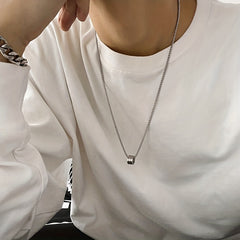 Silver Titanium Steel Hip Hop Necklace Pendant Chain for Men
