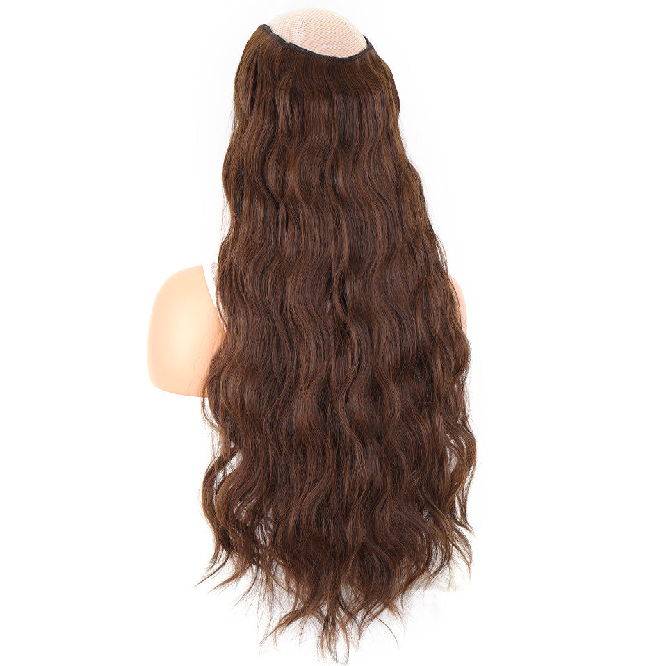 Synthetic V Shaped Hair Extension Half Wig Heat Resistant Wavy Curly Hair